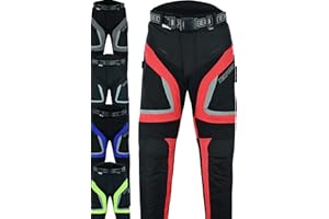 Texpeed Pantaloni rinforzati moto uomo - Pantaloni da motociclista uomo con protezioni - Invernali invernale/Estate - Con armatura CE (EN 1621-1) Rosso - L Girovita/Lunga Gamba