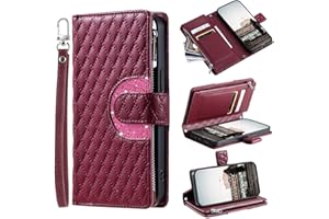 Tivenfezk Nadoli Glitzer Handyhülle für Samsung Galaxy A10 PU Leder Hülle Wallet Case mit Handschlaufe Kartenhalter Reißverschluss Brieftasche Handytasche Schutzhülle