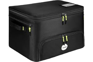 Jaffzora Golf Trunk Organizer, 2 Layers Golf Accessories Bag for Men, Waterproof Car Golf Storage Organizer with Compartment for 2 Pairs of Shoes, Golf Gifts for Men Women, Black