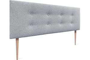 DHOME Testiera in Similpelle o Tessuto AQUALINE Pro Testiera con 2 File di Bottoni e Gambe Testiera Imbottita Letto di Lusso (135x105cm con Gambe (Letti 120/135/140), Tessuto Grigio Perla)