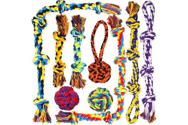 Grand Tough Chewing Convient à la Mastication Tyrannique Gros Chien Heavy Duty Dental Rope Set pour Chien de Taille Moyenne, 5 Noeuds Indestructible Coton Chiot Molaire