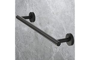 IHOMEPARK Wieszak na ręczniki łazienkowe, stal nierdzewna SUS304, wieszak na ściereczki do naczyń, uchwyt na ręczniki do montażu na ścianie, uchwyt do łazienki i kuchni, czarny, 40 cm