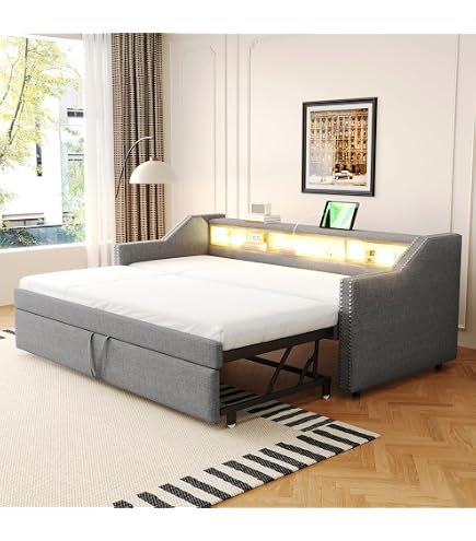 Canapé-lit Convertible NMCXO 2 Places 90/180x200 Cm - Banquette Velours Doux Avec Sommier à Lattes, Pour Salon/chambre/bureau, Couleur Beige