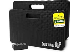 Green Thumbz Kneeling Pad - 2 Pack Thick and Soft Garden Kneeling Pad - High Density Foam Kneeling Pads for Gardening, Exercise, House Repairs and Yoga (Black)