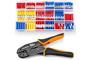 GRASOMTOOLS Insulated Wire Terminal Crimping Tool Kit, 0.5-6mm² Ratchet Crimping Plier, Insulated Crimping Tools with 370 pcs Insulated Crimp Connectors