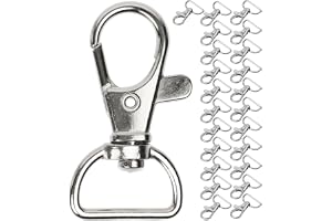 Nyckelring krokar 24 pack, 15 mm bredd, med 360 ° graders roterande ring, små karbinhakar, nyckelringar för väskor, smycken o