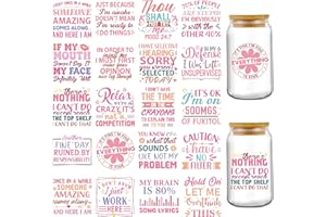 INCOK Rub-on-Transfers zum Basteln – 20 Blatt rosa sarkastische lustige Transferaufkleber für 473 ml Glaswasserflasche, alles ist fein humorvolle UV-DTF-Becherverpackungen, Büro, kreativer Aufkleber