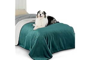 LE SURE Lesure Coperta Impermeabile per Cani di Taglia Grande - Coperta Lavabile per Cani 152x203 cm, Protettore per Divano in Pile Sherpa, Coperta Morbida e Soffice per Gatti, Verde Scuro