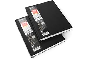 Arteza Cuadernos de dibujo de tapa dura | Pack de 2 | 110 hojas por cuaderno | Tamaño 21,6 x 27, 9 cm | Papel grueso de 110 gsm