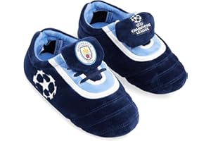 MANCHESTER CITY FC 3D Football Slippers for Toddlers & Boys UK Size 10-6, Champions League Winter Non-Slip Slippers, Gift for Boys