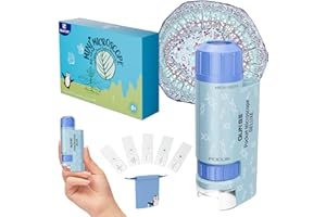 QUNSE Miniscope Portable Microscope for Kids - 60x-120x Pocket Portable Mini Handheld Microscope for 5 Slides Specimens