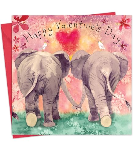 Biglietto di anniversario fatto a mano con elefante - Carta Kraft con palloncino a forma di cuore - Italia