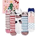 Christmas Gifts for Women Fluffy Socks - Ladies Fluffy Bed Socks Womens Girls Cosy Fuzzy Warm Thermal Dog Cat Socks 4-7, Stocking Fillers Women Advent Calendar 2024 Secret Santa Xmas Gifts for Mum Her
