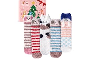 URECOVER Christmas Gifts for Women Fluffy Socks - Ladies Fluffy Bed Sock Womens Girls Cosy Fuzzy Warm Thermal Dog Cat Socks 4-7, Stocking Fillers Women Advent Calendar Xmas Secret Santa Gifts for Mum Her Girls