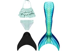 DNFUN dziewczęcy ogon syreny do pływania z płetwą syreny - księżniczka cosplay strój kąpielowy płetwa syreny do pływania