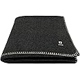 EKTOS 100% Virgin Wool Blanket, 90" x 66", Perfect for Camping, Survival and Bushcraft (Charcoal, Twin Size)