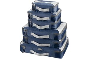 G4Free Kostki do pakowania, organizer, do walizki, wartościowy zestaw, do podróży, do przechowywania w domu, 6 szt. (1 x rozmiar S, 2 x rozmiar M, 2 x rozmiar L, 1 x rozmiar XL), ciemnoniebieskie