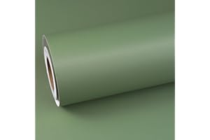 ReWallpaper Papier Peint Vert Papier Adhesif pour Meuble Vintage Épais 40cm×7m Papier Adhesif Mural Salon Salle de Bain Film Autocollant Decoratif Vert Sauge Revêtement Plan de Travail Adhésif