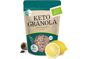Go-Keto BIO Keto Granola Lemon Poppyseed 290g - Muesli Keto pour un petit déjeuner Keto, avec chips de noix de coco, noix, graines de tournesol & pépins de courge, végétalien, sans gluten