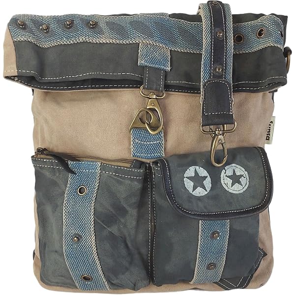 Sunsa Damen Umhängetasche Vintage – Canvas & Leder Mit Hundeaufdruck, Ca. 28x30 Cm, Verstellbarer Gurt