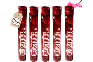 PARTYARTIKEL-24.DE h2i - Pack of 5 Red Strobe Hand Torches Bengalo Pyro Smoke Volcano Strobe Fountain Party Fireworks Smoke Colour Red - All- Season Fireworks Cat. F1