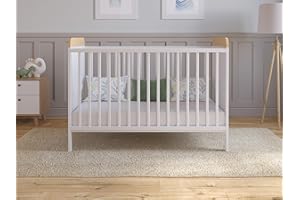 Love For Sleep Lit Bebe Evolutif avec Matelas - Lit Bebe 120x60 cm Bois avec Matelas - Lit Bébé Lit Bois Blanc-Pin, Lit Bébé Set Complet Lit Evolutif Bebe