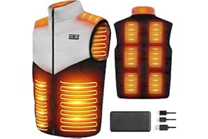 DK177 Beheizbare Weste Herren, Beheizbare Weste mit 11 Heizzonen, 3 Einstellbare Temperaturen, Unisex Leicht und maschinenwaschbar Beheizbare Jacke mit 10000mAh akku