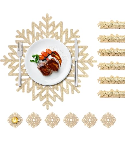 Set De Table Ronds MORAINJAY – 2 Pièces, Diamètre 38cm, PVC Or Antidérapant, Lavable, Résistant à La Chaleur