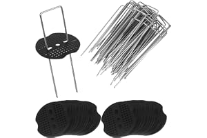 50 st markpinnar för marktäckduk + 50 st brickor, U-formade stålpinnar, trädgårdspinnar i galvaniserat rostfritt stål, fixering för konstgräs, staket och nät, tyg