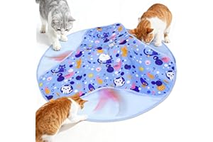 FUGODIWI Juguete Interactivo Gato, Juguetes Gatos para Cansarlos, Ventosa en la Parte Inferior, Juguetes para Gatos de Interior Recargable por USB, Palo de Plumas Giratorio Oculto