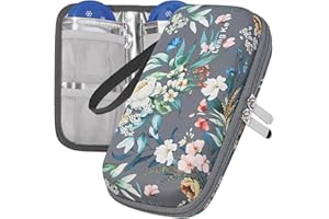 OVAKIA Insulin Cooler Case for Medicine with 2 Gel Ice Pack Travel Pack Keep Cooling Portable Diabetic Bag Durable Medicine Pouch Supplies for Home Office Outdoor (Grey Flower)