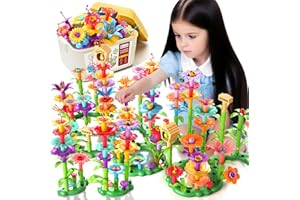 BLMUKCE 235PCS Flower Garden Building Toys for Kids Ages 3-5, Creative Floral Arrangement Playset with Storage Box, Educational STEM Learning Toys, Gift for 3 4 5 Year Old Girls & Boys