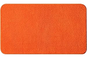 MIULEE Tapis de Salle de Bain Antidérapant et Absorbant - Microfibre Moelleux pour Douche, Entrée, WC, Toilette, Baignoire, Cuisine, Salon, Chambre - Orange 40x60cm
