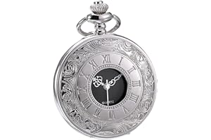 HICARER Classico Orologio da Tasca al Quarzo con Scala Numeri Romani e Cintura a Catena