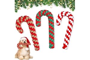 Axinyijia 3 Pièces Sucre Noël Chien Jouet, Corde de Canne en Bonbon, Canne à Sucre à Mâcher pour Cadeau de Noël