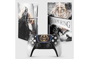 FFRAME Sticker PS5 Slim Circle d'Elden, Sticker Playstation 5 Decoración, Consola y Mantel, Edición Slim Disque, Skin MALENIA (1 mandos) Video-Game-Skins