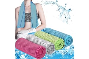 FFTANXS Serviette de Refroidissement pour Hommes ou Femmes, Lot de 4 Serviettes Rafraîchissantes Séchage Rapide, Serviette Sport Musculation Ultraléger,Cooling towel pour randonnée Yoga,Tennis,Voyages,Camping