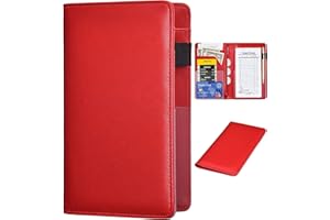 HERRIAT Server Books for Waitress - Leather Waiter Book Server Wallet with Zipper Pocket, Cute Waitress Book&Waitstaff Organizer with Money Pocket Fit Server Apron（Classic Red）