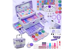 AMERRLY Set Trucchi Bambina, Valigetta Sicura e Lavabile Con Accessori per La Corona, Regali da Principessa per Bambine da 4 a 12 Anni