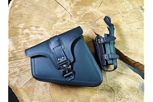 ‎ORLETANOS ORLETANOS EOS Blackline kompatibel mit Seitentasche Harley Davidson Sportster Leder schwarz Forty Eight Hugger Iron Lowrider XL HD Flaschenhalter Linke Seite