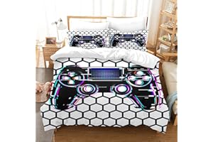 PORJDN Juego de ropa de cama para niños y videojuegos, funda nórdica de microfibra, funda nórdica de 65 x 65 cm, efecto 3D, diseño de mando de videojuegos, funda nórdica de microfibra (Style H, 200 x