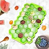 Clazkit Flexible Silicone Honeycomb 37 Cavity Ice Cube Tray for Freezer Moulds Small Cubes Whiskey Fridge Bar Soft Ice Cube Tray -Pack of 1