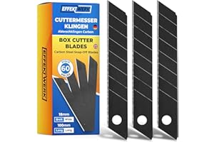 Set di lame per taglierino Effektwerk (nero, confezione da 60), lame di ricambio per coltelli multiuso da 18 mm, lame a scatto in acciaio al carbonio
