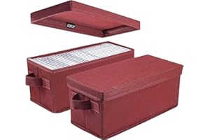 UENTIP CD Storage Boxes - Pack of 2 CD Case Storage- 13.2" x 5.9" x 5.3", Container holds 30 CDs in full jewel cases, 60 CDs in slim cases, and 165 discs in CD sleeves - (2pack-red)