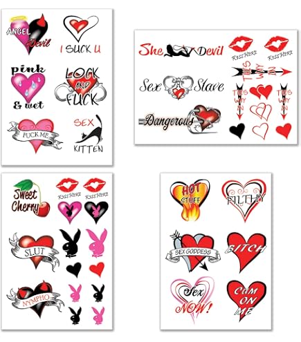 Tattoo-Sticker 'Slut Schlampe' – Temporärer Body-Sticker, 10,5 X 6 Cm, Für Partys & Karneval