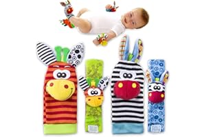 FUNKY PLANET Juguete Divertido y Educativo Calcetines Sonajero Bebe 0 Meses - Sonajero Pies y Manos Bebe Fomentan el Aprendizaje y la Diversión - Estimulacion Temprana Bebes Para un Mejor Desarrollo Infantil