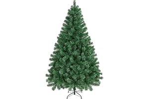 Yaheetech Albero di Natale 183 cm Artificiale Folto Alberi Effetto Realistico con Supporto in Metallo Pieghevole Portatile Decorazione Natalizia per Casa Negozio Verde