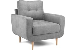 Honeypot Sofa - Aurora Armchair for Living Room - Soft Grey Fabric Upholstered 1 Seater Single Sofa | Setup Included | Made in EU | Built to Last (Armchair)