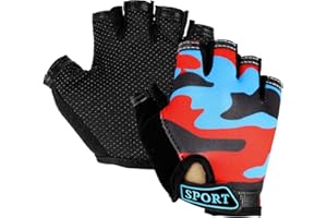 Mecmbj Guanti da Bici Mezze Dita Imbottiti In Gel, Guanti Protettivi Sportivi Per Bambini, Guanti Sportivi Antiscivolo Per Bambini Per Ciclismo, Canottaggio (Persone Applicabili: 6-12 Anni)
