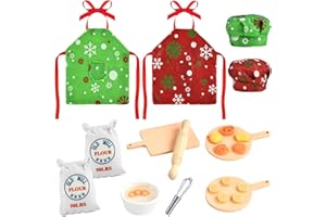 YUNHENTONG Accesorios Elfo Travieso Navidad Ropa, 22 Piezas Accesorios para Casa de Muñecas, Juego de Cocina en Miniatura Navidad para Decoración de Casas de Muñecas Elfos (Rojo-Verde B)